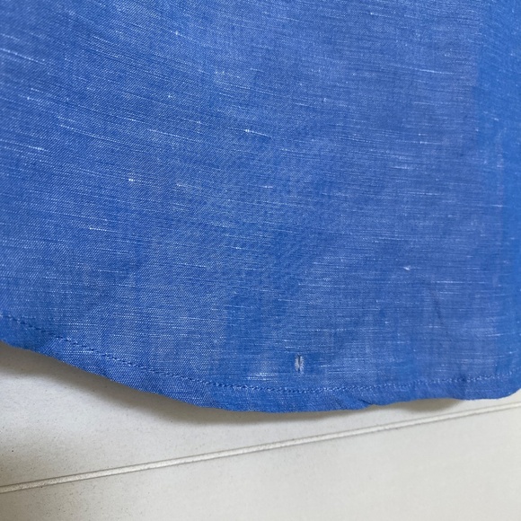 J. Mclaughlin Linen Blend Short Sleeve Shirt Blue Small - Picture 14 of 14